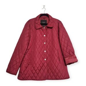 Coach Women Quilted Hack Jacket XL Red Lightweight Packable Down Free Outerwear